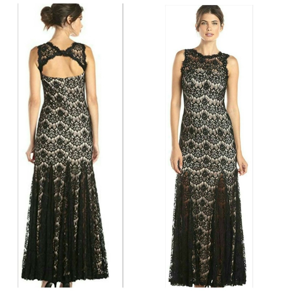 Betsy & Adam Sleeveless Lace Jewel Gown NWT
